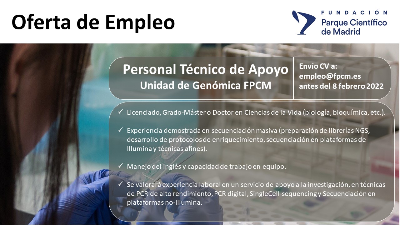 Perfil del los candidatos - Técnico Especialista en la Unidad de Genómica FPCM