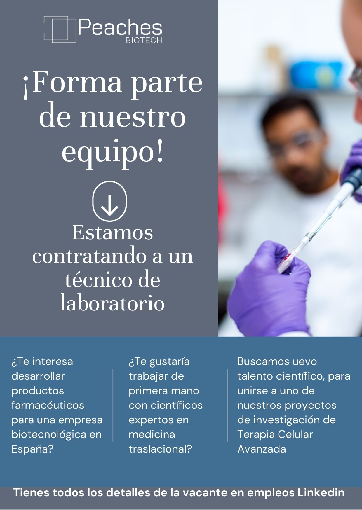 Técnico laboratorio en Peaches Biotech