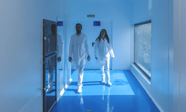 Empleados de 3P en su planta de Noáin. 