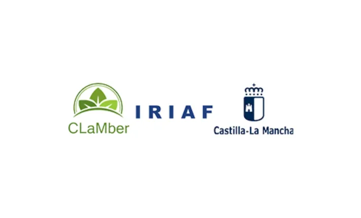 Logos de Clamber, IRIAF y del Gobierno de Castilla-La Mancha 