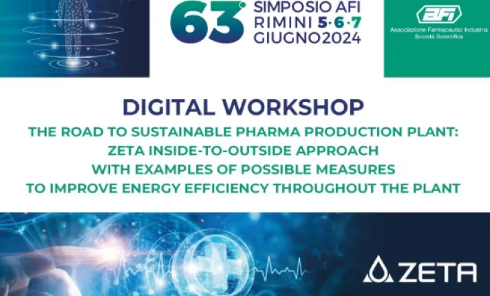Cartel del workshop  The road to sustainable pharma production plant: ZETA inside-to-outside approach with examples of posible measures to improve energy efficienly throughout the plant 