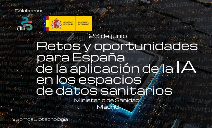 Banner de la jornada retos y oportunidades para España de la aplicación de la IA en los espacios de datos sanitarios