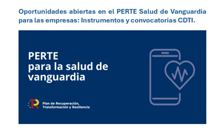 Banner del webinar “Oportunidades abiertas en el PERTE Salud de Vanguardia para las empresas:  Instrumentos y convocatorias CDT