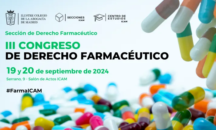 Banner del III Congreso de Derecho Farmacéutico del ICAM