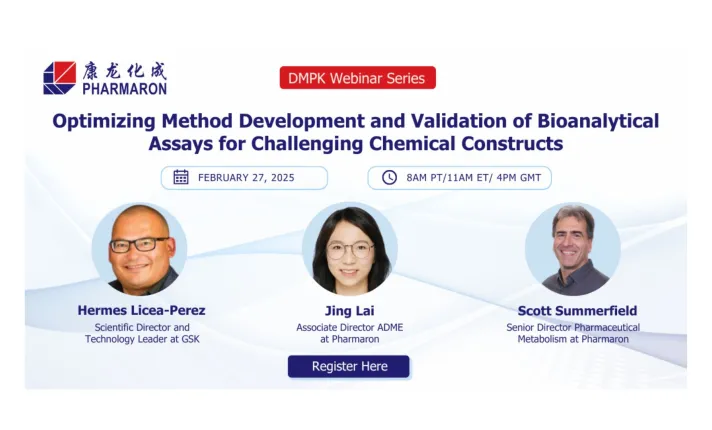 Banner de un webinar organizado por Pharmaron