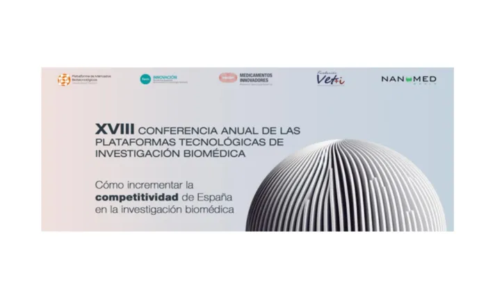 Banner de la XVIII Conferencia Anual de las Plataformas Tecnológicas de Investigación Biomédica
