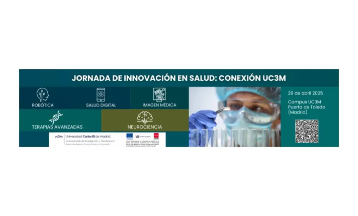 Banner de la Jornada de Innovación en Salud de la Universidad Carlos III