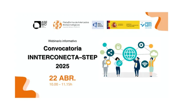 Banner del webinar sobre la convocatoria de INNTERCONECTA - STEP 2025