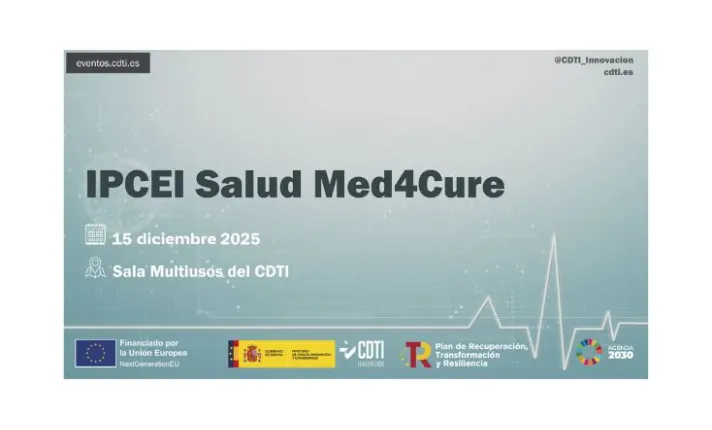 Banner de la Jornada informativa IPCEI Salud MED4CURE 2025