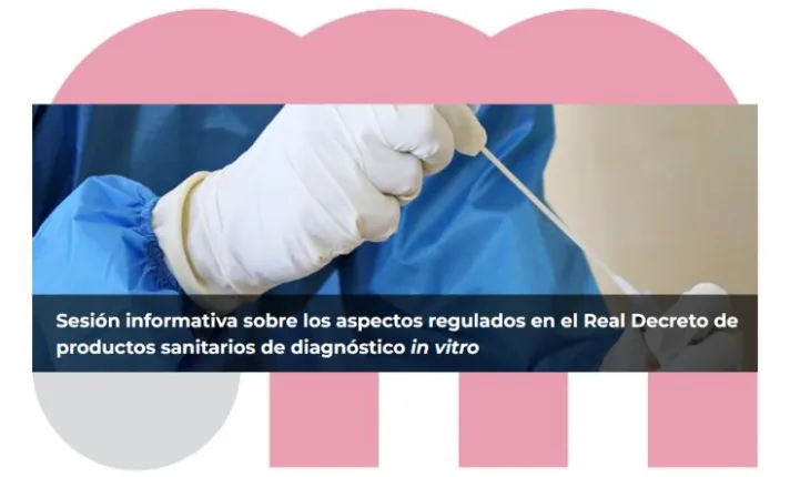 Banner de la Sesión informativa sobre los aspectos regulados en el Real Decreto de productos sanitarios de diagnóstico in vitro