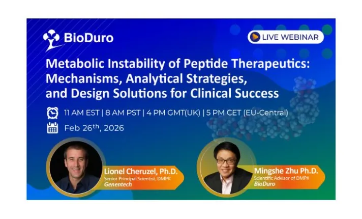 Banner del webinar organizado por Bioduro el 26 de febrero de 2026