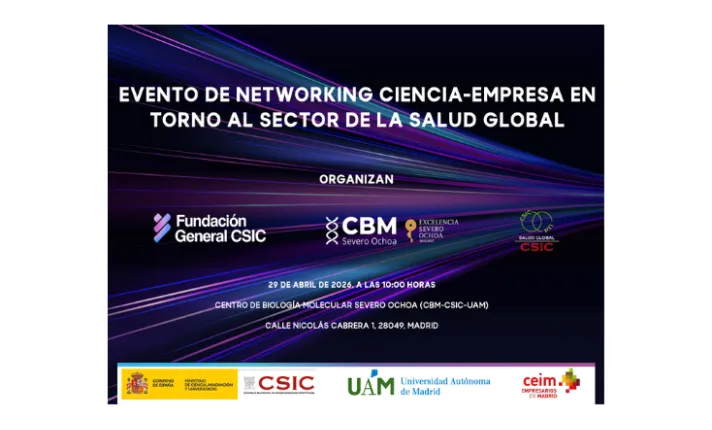Banner Evento de Networking Encuentro ciencia-empresa en torno a la innovación en el sector de la salud global