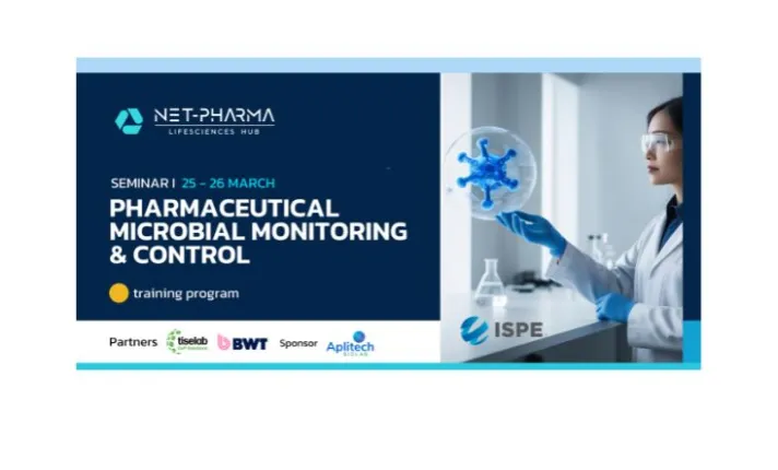 Banner de la jornada de Net Pharma Pharmaceutical Microbial Monitoring & Control II