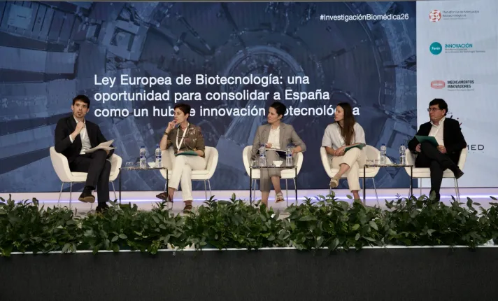 Participantes de la mesa sobre Biotech Act en la XIX Conferencia Anual de Plataformas de Investigación Biomédica