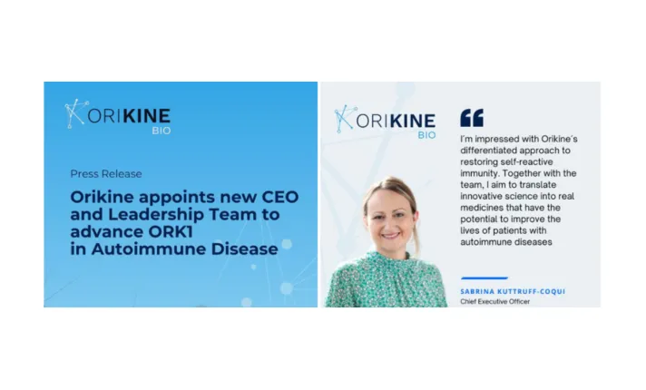 Orikine nombra una nueva CEO y un nuevo equipo directivo para impulsar ORK1 en enfermedades autoinmunitarias