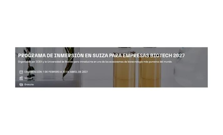 Banner de Programa de inmersión en Suiza para empresas biotech 2027