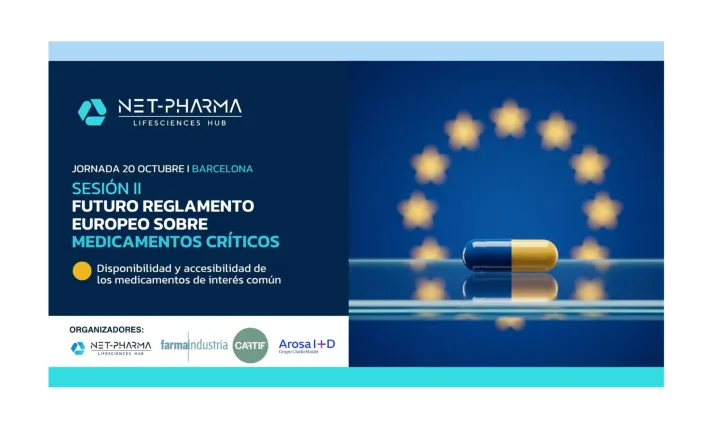 Banner de la jornada Futuro Reglamento Europeo sobre medicamentos críticos