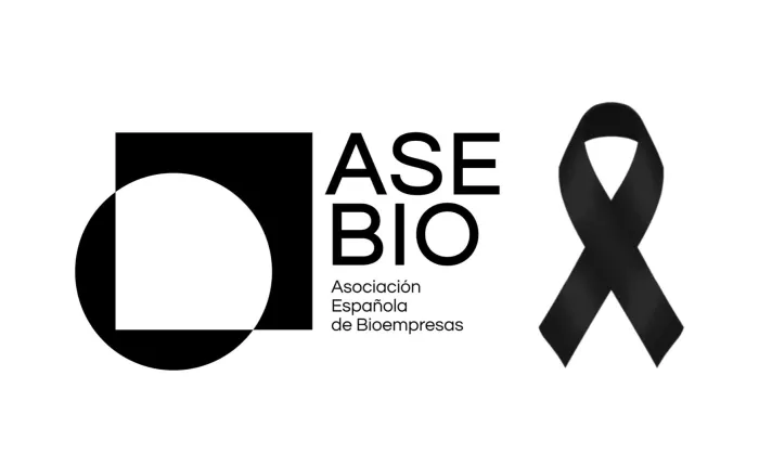 Logo de AseBio con el crespón negro en señal de luto