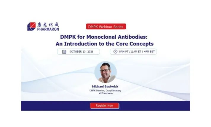 Banner del webinar DMPK for Monoclonal Antibodies: An Introduction to the Core Concepts