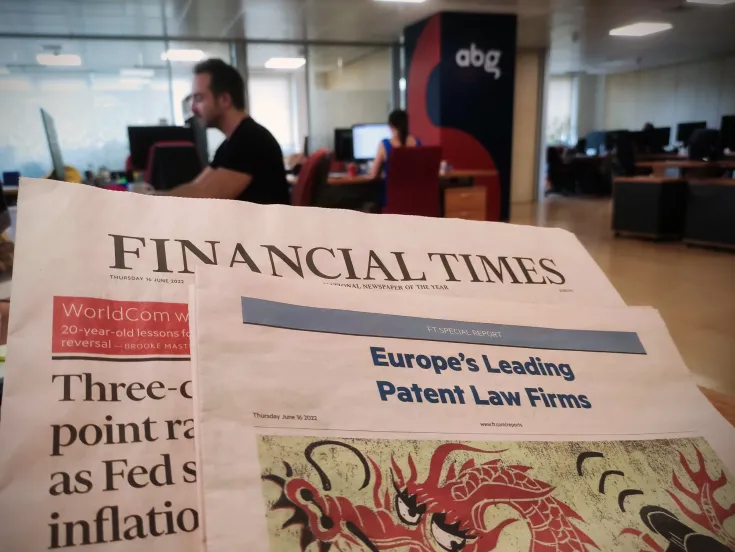 Financial Times incluye a ABG IP entre los mejores despachos de patentes de Europa por cuarto año consecutivo