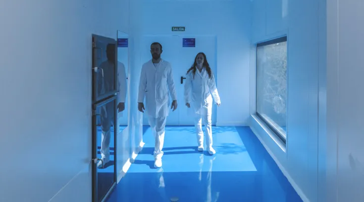 Empleados de 3P en su planta de Noáin. 