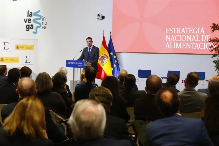 El presidente del Gobierno, Pedro Sánchez, durante la presentación de la Estrategia Nacional de Alimentación