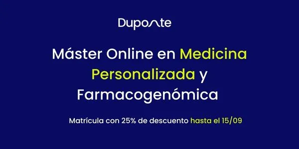 Banner del máster online de Duponte en Medicina Personalizada y Farmacogenómica