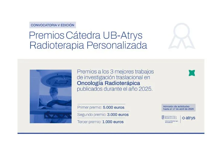 Banner de la V edición de los Premios Cátedra UB Atrys organizados por Atrys Health y la UB