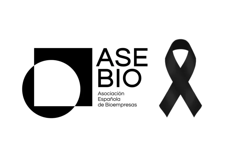 Logo de AseBio con el crespón negro en señal de luto