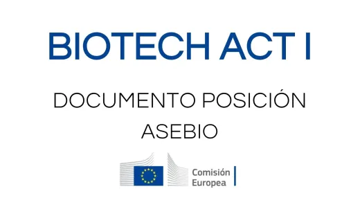 Portada del documento de posición de AseBio sobre la Biotech Act I