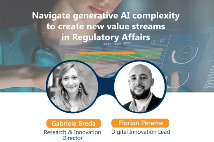 Cartel del webinar '¿Listo para explorar el potencial de la IA generativa en asuntos regulatorios?'