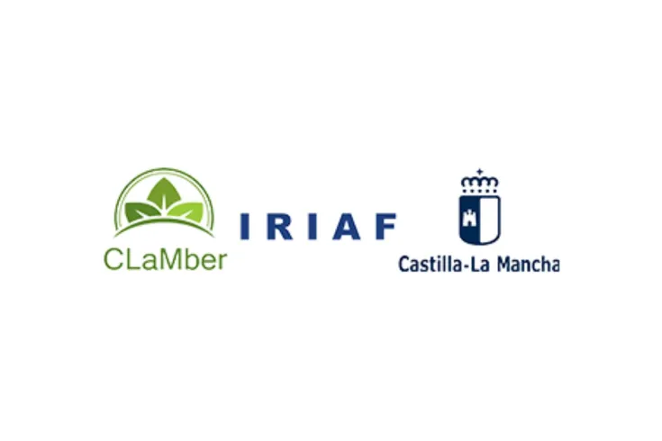 Logos de Clamber, IRIAF y del Gobierno de Castilla-La Mancha 