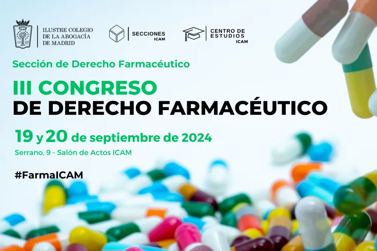 Banner del III Congreso de Derecho Farmacéutico del ICAM