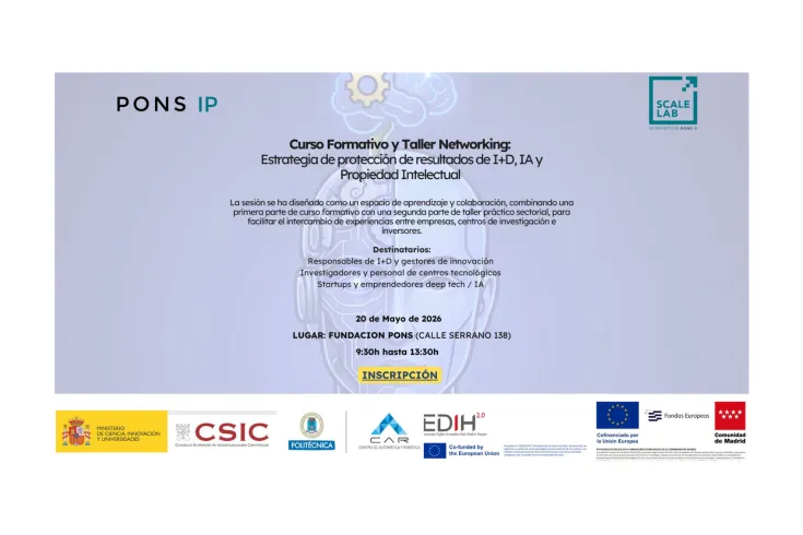 Curso Formativo y Taller Networking:  Estrategia de protección de resultados de I+D, IA y Propiedad Intelectual 