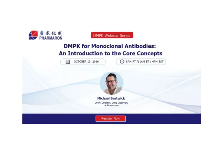 Banner del webinar DMPK for Monoclonal Antibodies: An Introduction to the Core Concepts
