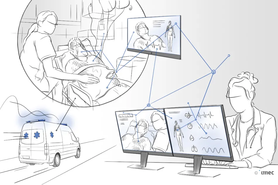 ilustración de conexión ambulancia hospital